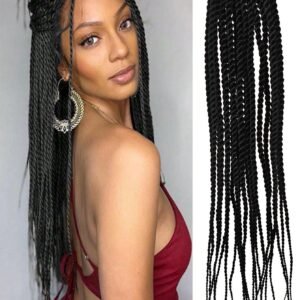 4X EZ SENEGALESE BRAID Long Crochet Braid Synthetic Hairstyle Black Burgundy Brown Ladies Box Braid Crochet Hair-16 Inch